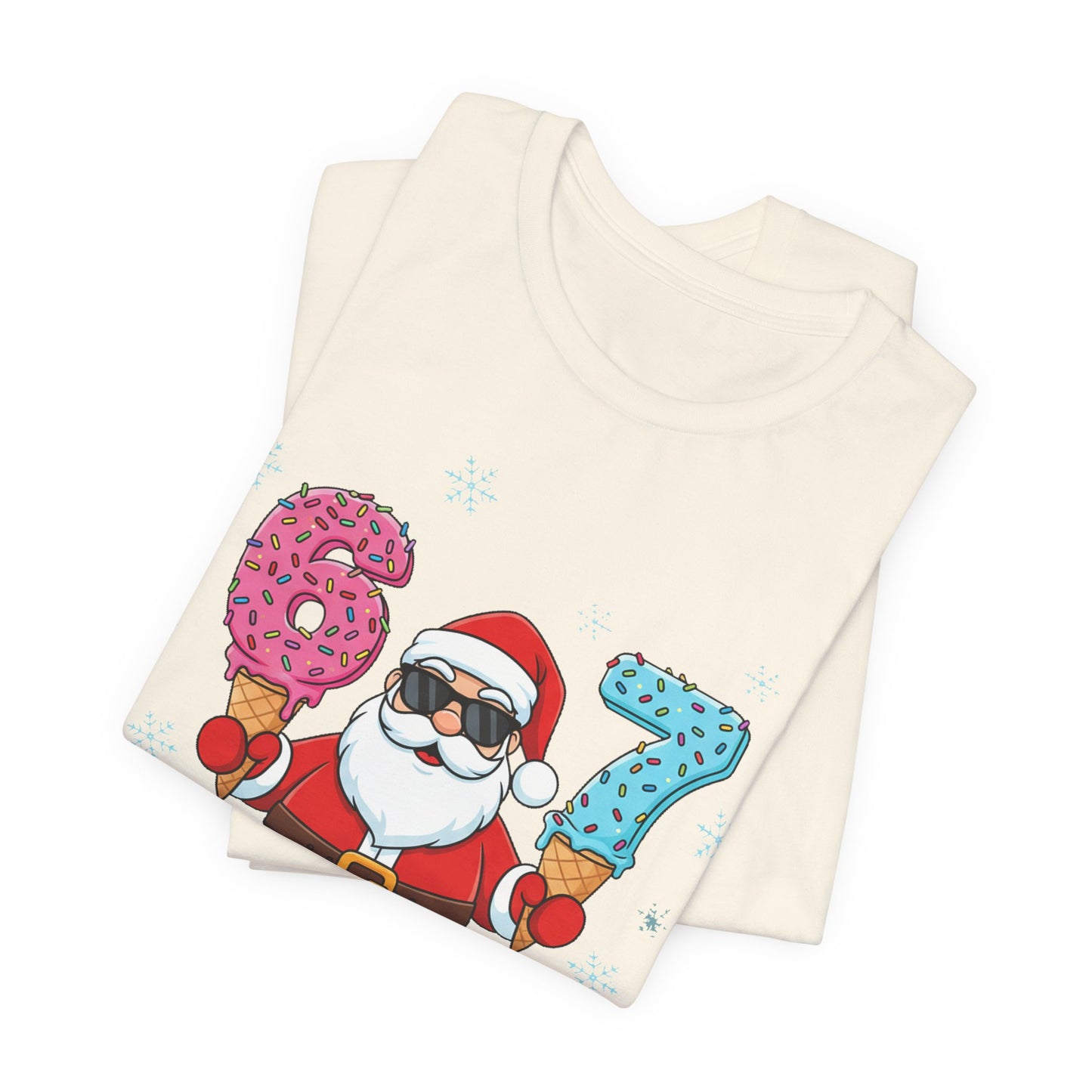 6 7 Christmas with Santa T-Shirt | Holiday Number Tee