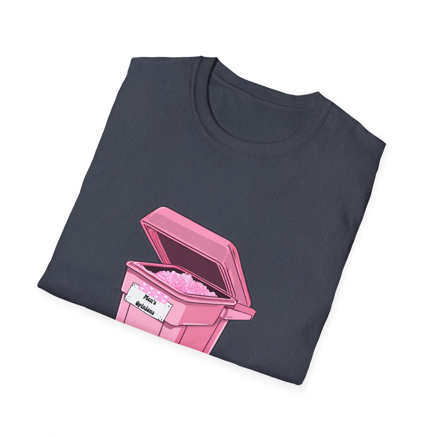 Pink Men's Opinion in a Trash Can T-Shirt | Satirical Graphic Tee