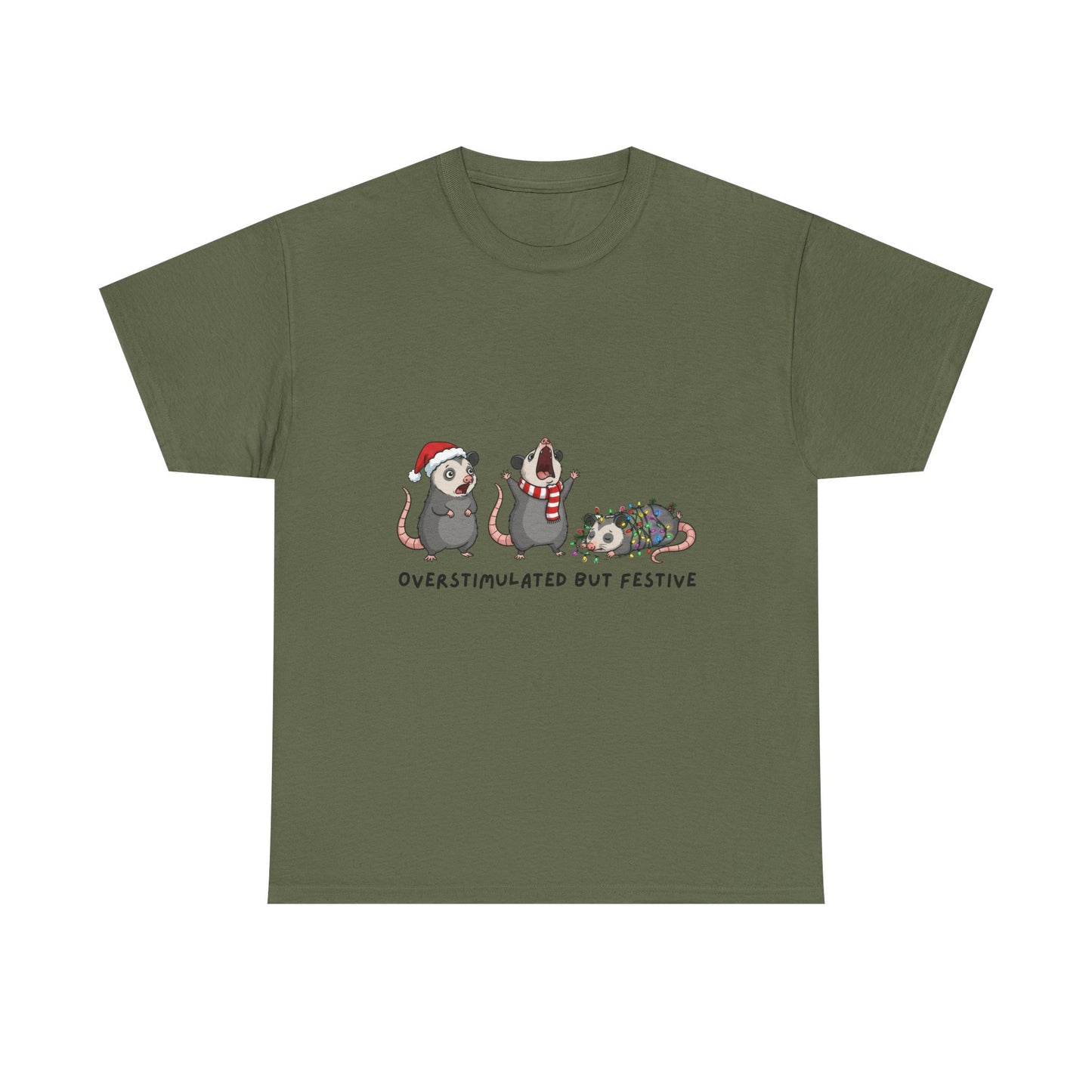 Overstimulated Festive Mice T-Shirt | Cute Holiday Party Illustration