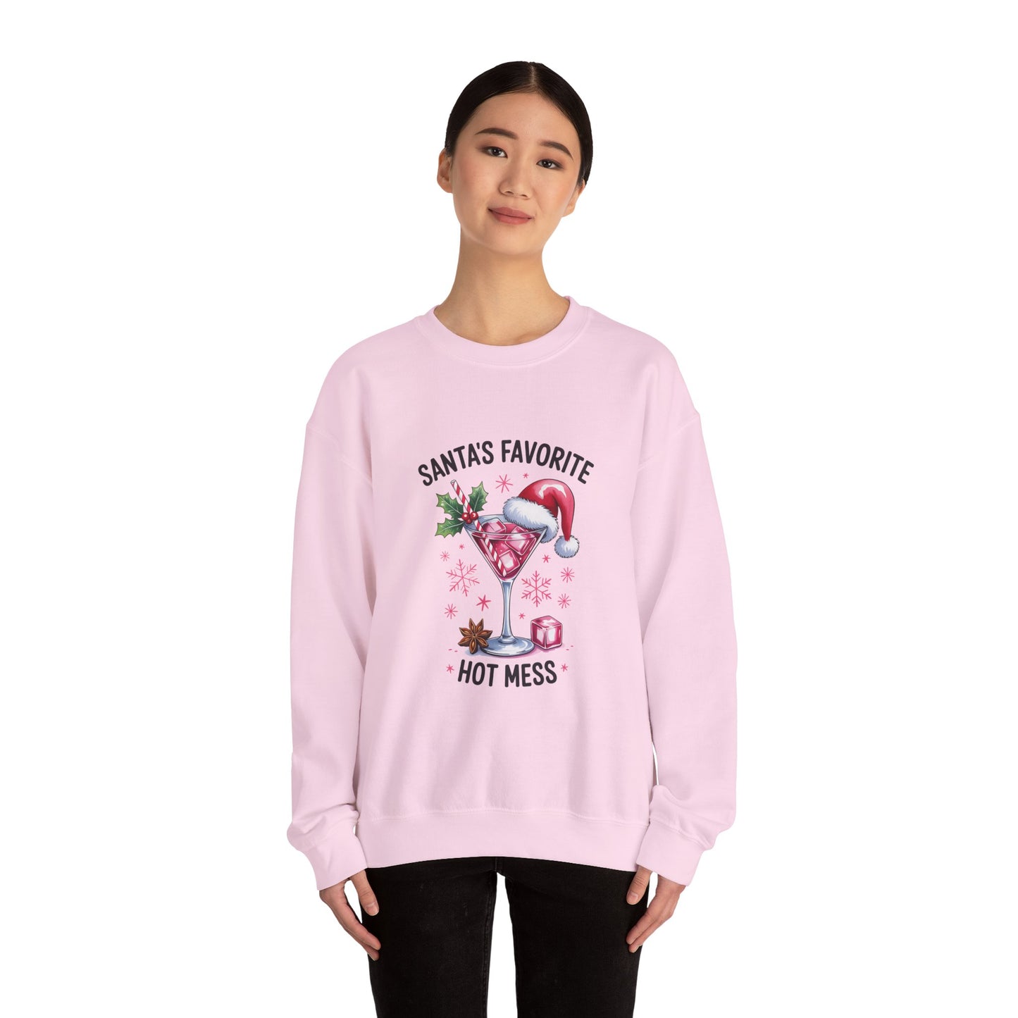 Funny Santa's Favorite Hot Mess Unisex Crewneck Sweatshirt, Christmas Gift Idea, Holiday Apparel, Winter Jumper, Xmas Clothing