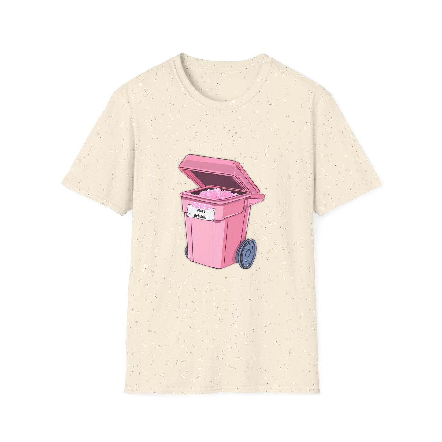 Pink Men's Opinion in a Trash Can T-Shirt | Satirical Graphic Tee