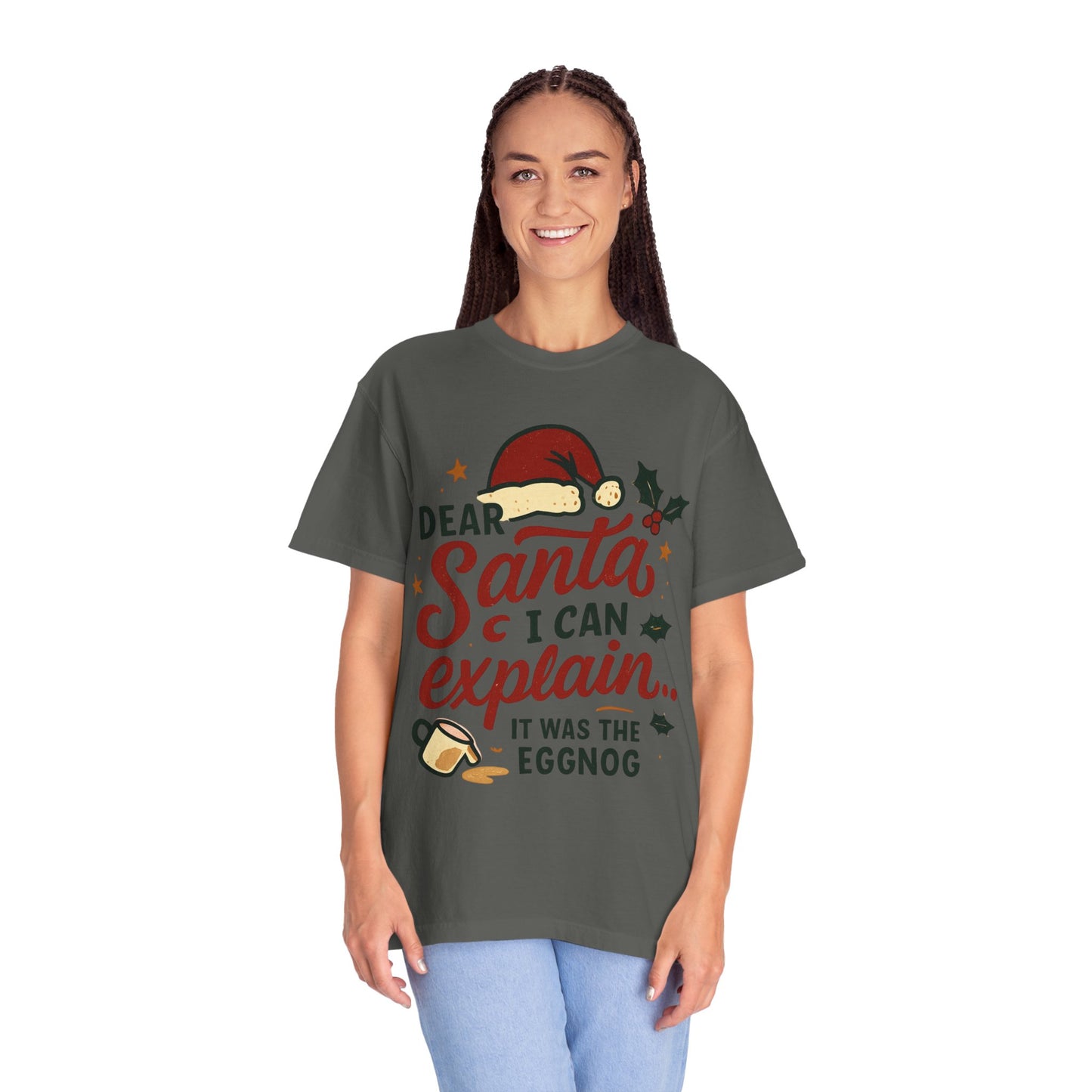 Dear Santa I Can Explain T-shirt | Christmas eggnog funny holiday tee