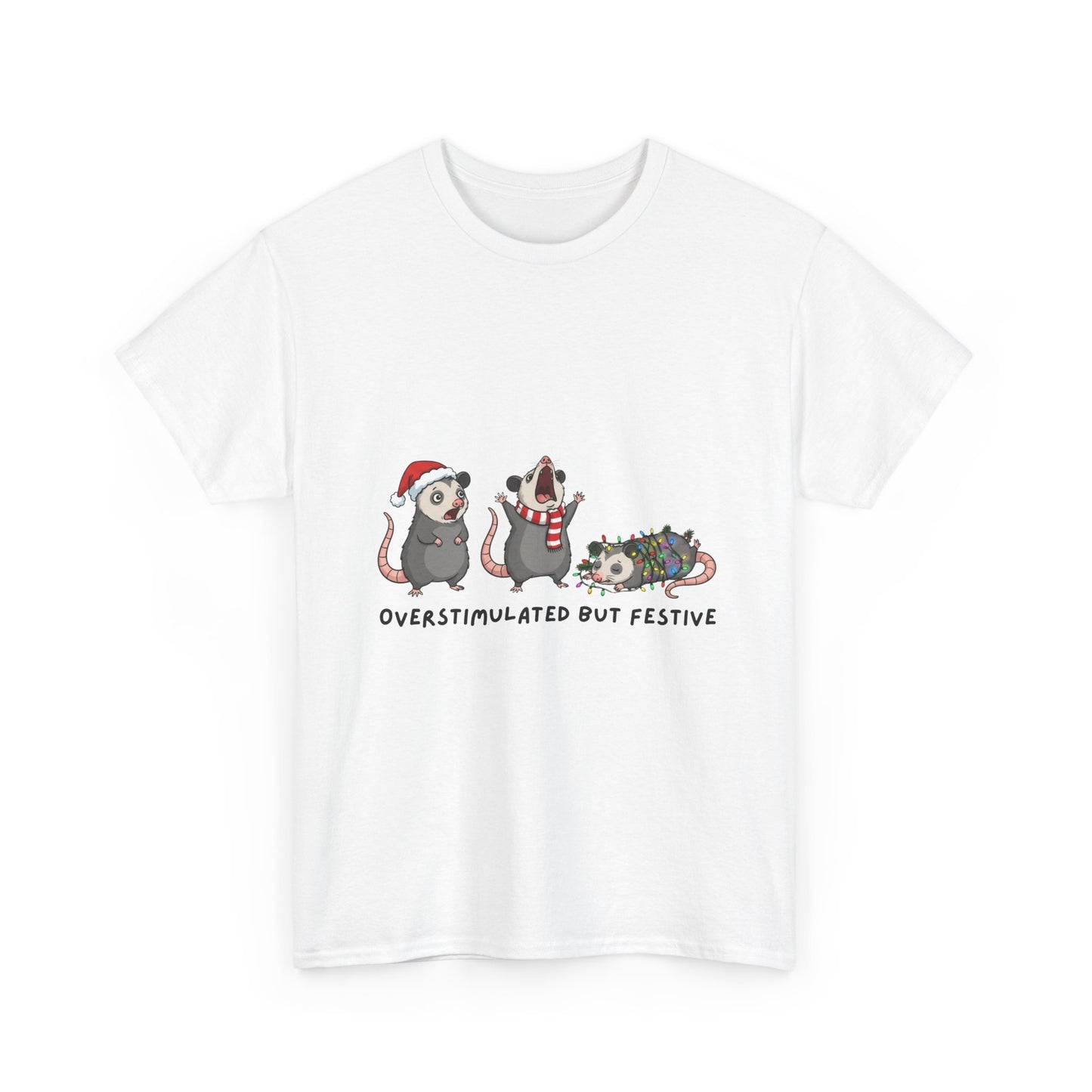 Overstimulated Festive Mice T-Shirt | Cute Holiday Party Illustration