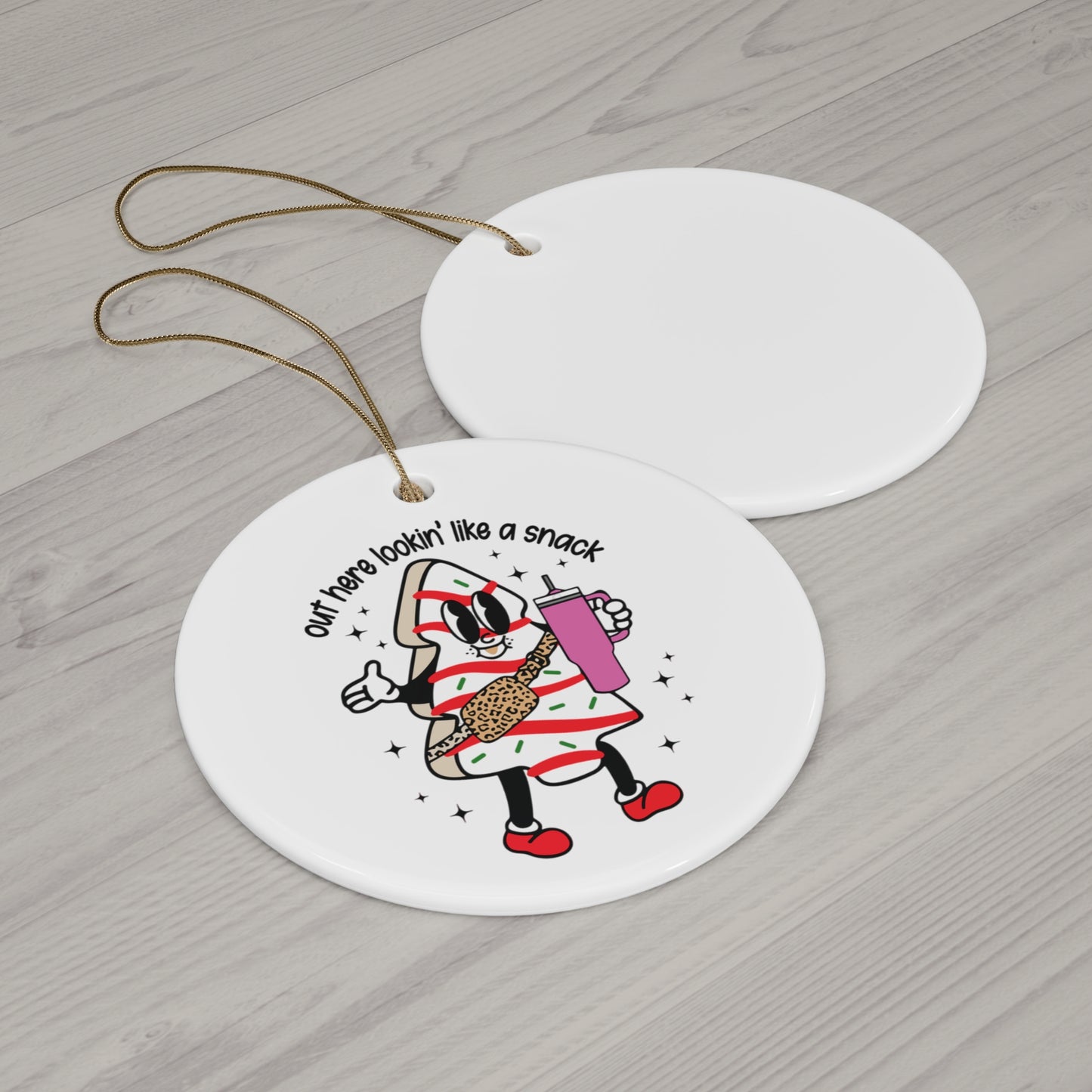 Striped Candy Character Ornament | Ceramic Round Holiday Decoration