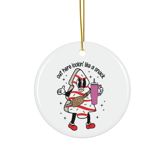 Striped Candy Character Ornament | Ceramic Round Holiday Decoration