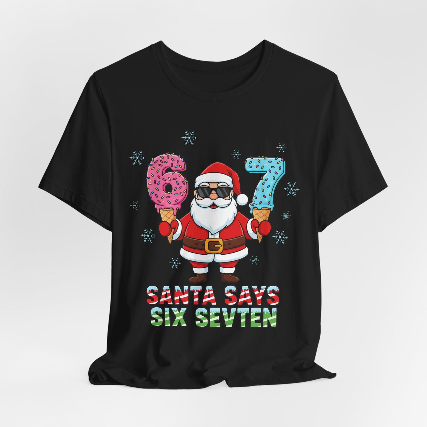 6 7 Christmas with Santa T-Shirt | Holiday Number Tee