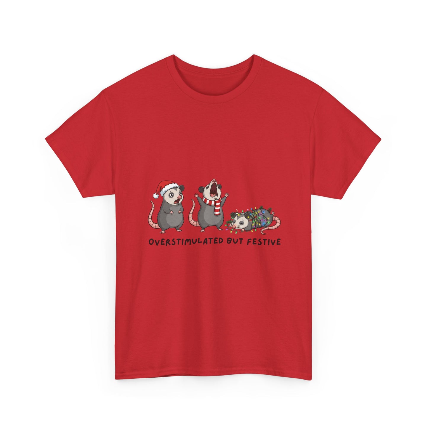 Overstimulated Festive Mice T-Shirt | Cute Holiday Party Illustration