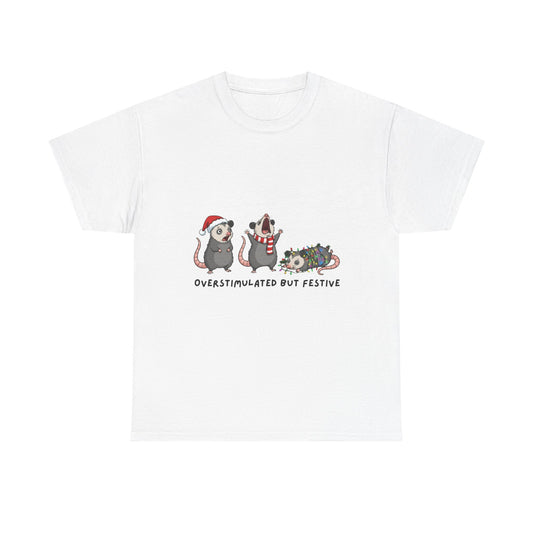 Overstimulated Festive Mice T-Shirt | Cute Holiday Party Illustration
