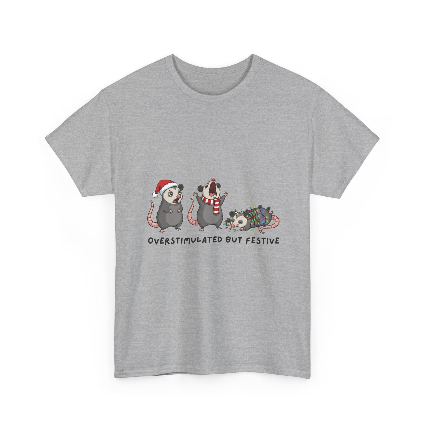 Overstimulated Festive Mice T-Shirt | Cute Holiday Party Illustration