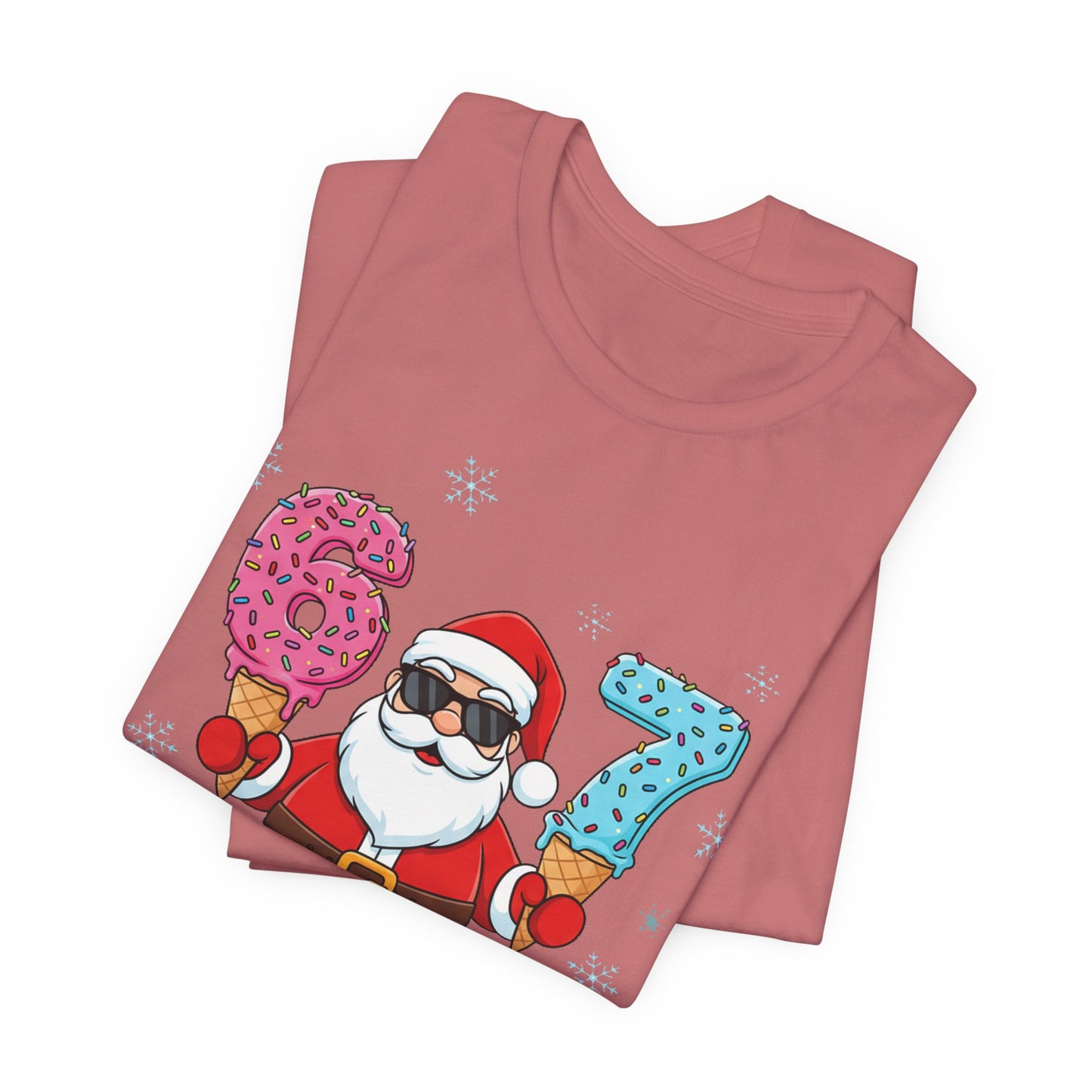 6 7 Christmas with Santa T-Shirt | Holiday Number Tee