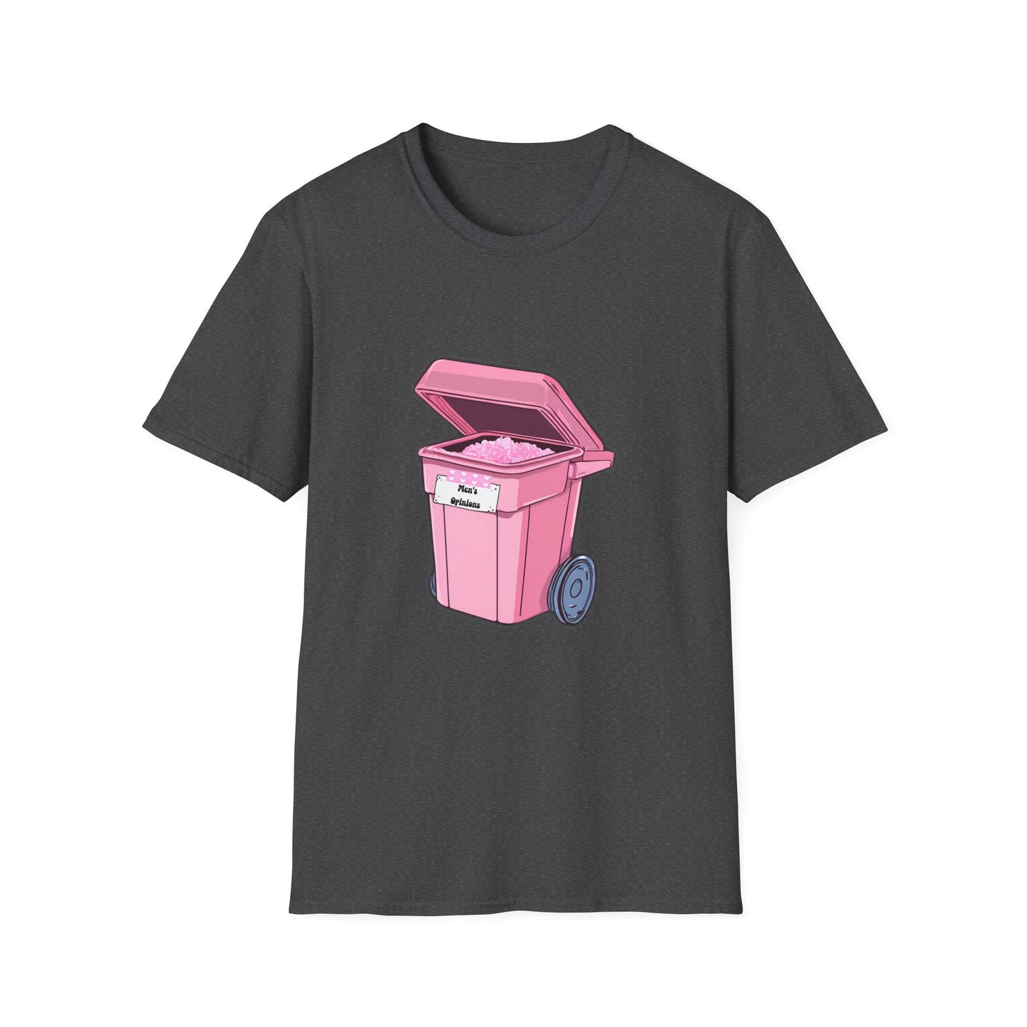 Pink Men's Opinion in a Trash Can T-Shirt | Satirical Graphic Tee