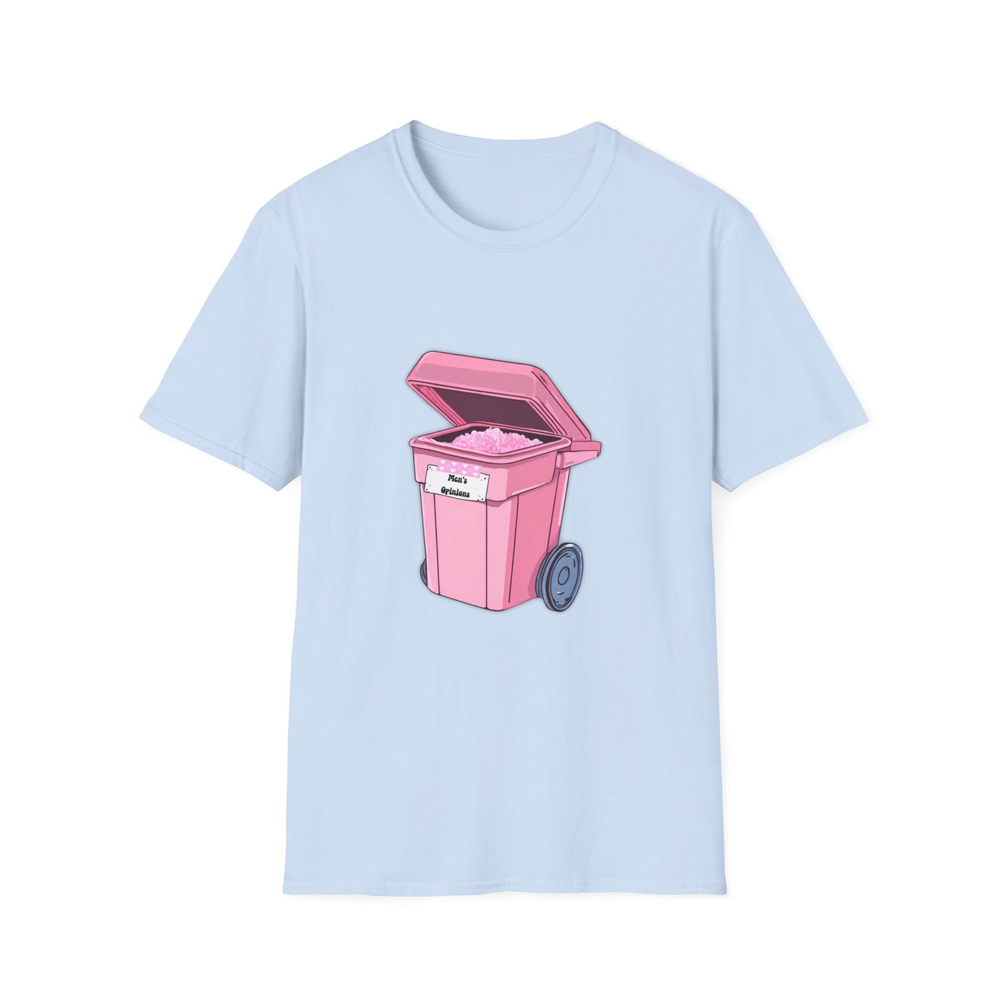 Pink Men's Opinion in a Trash Can T-Shirt | Satirical Graphic Tee