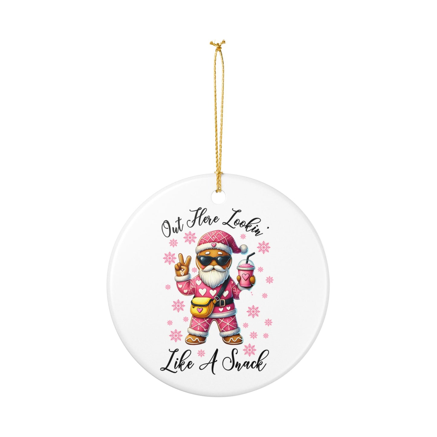 Trendy Santa Illustration Ornament | Out Here Lookin' Like A Snack ceramic ornament