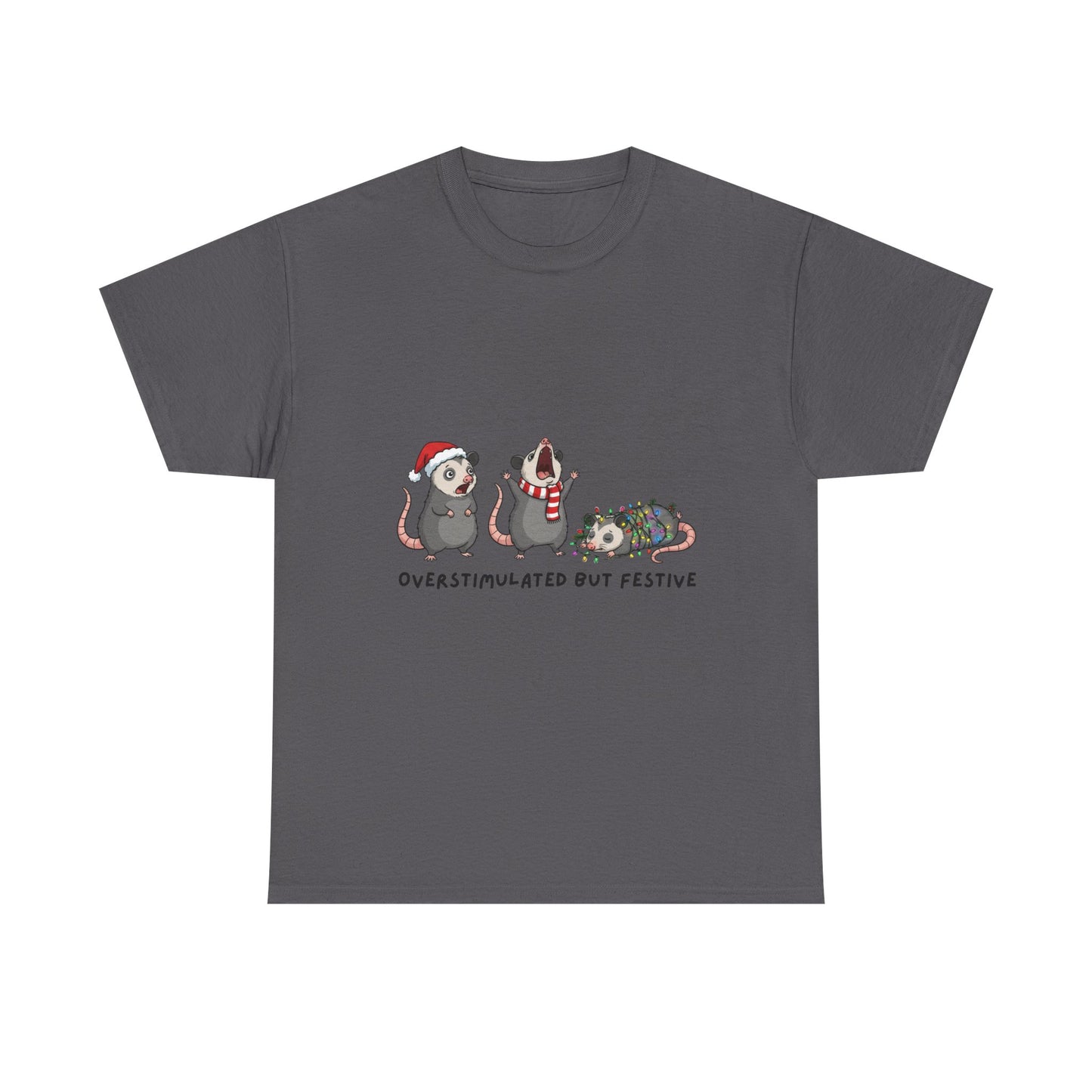Overstimulated Festive Mice T-Shirt | Cute Holiday Party Illustration
