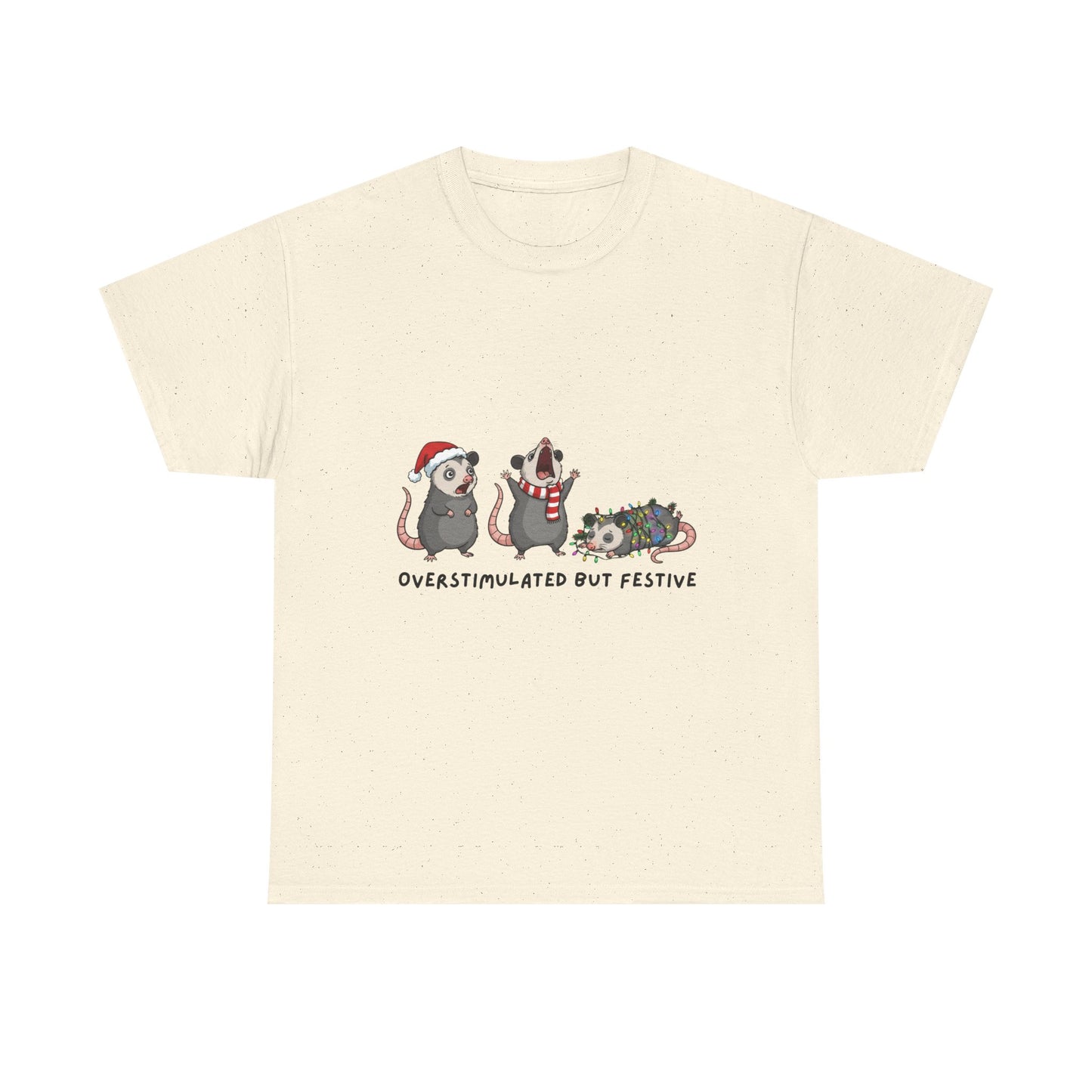 Overstimulated Festive Mice T-Shirt | Cute Holiday Party Illustration