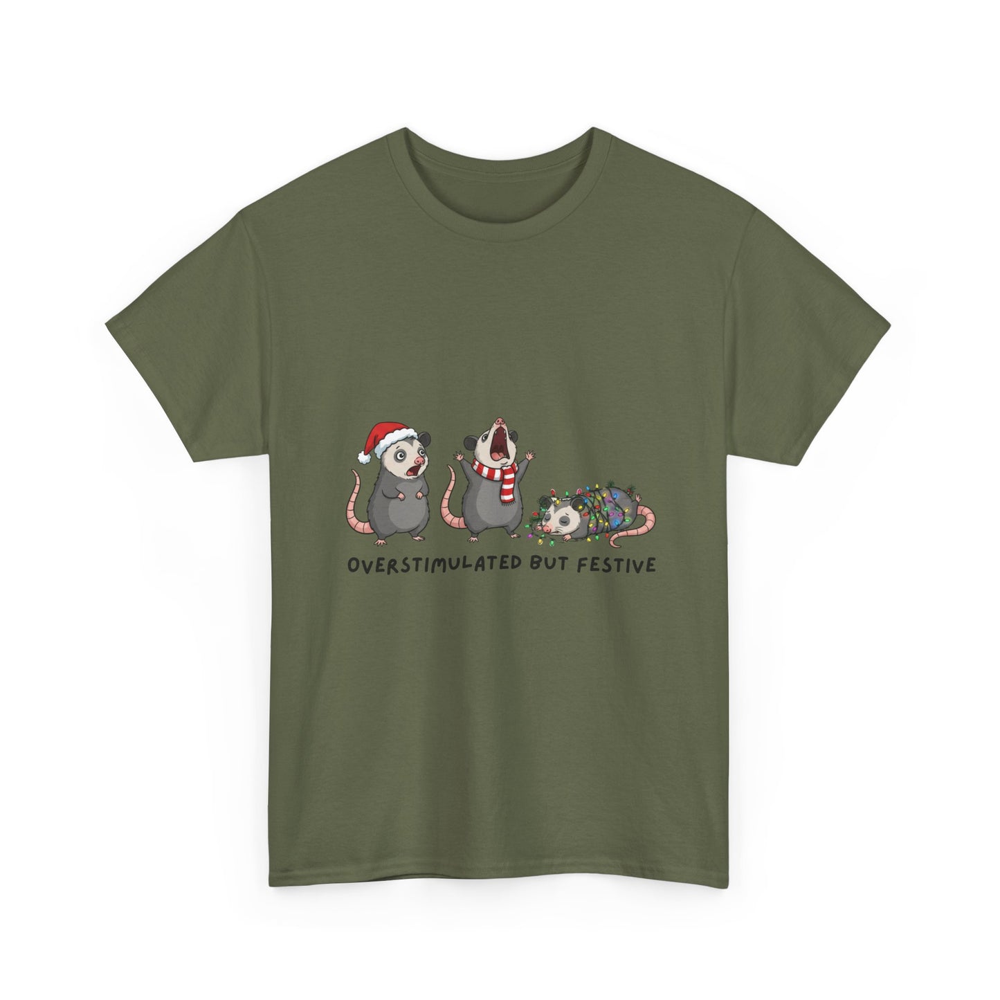 Overstimulated Festive Mice T-Shirt | Cute Holiday Party Illustration
