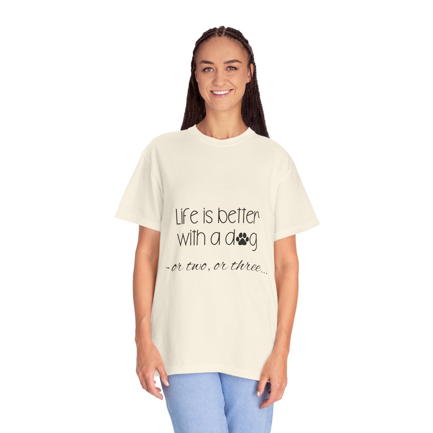 Life Is Better With a Dog T-shirt | Paw Print Script Tee
