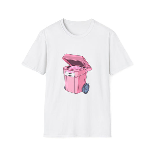 Pink Men's Opinion in a Trash Can T-Shirt | Satirical Graphic Tee