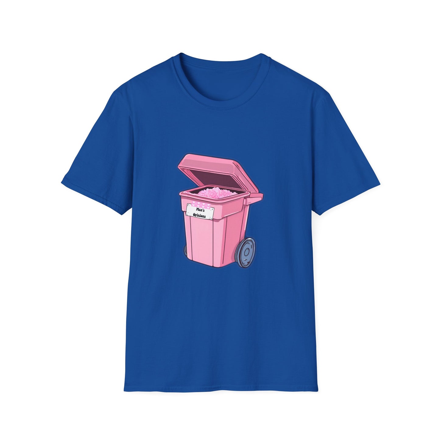 Pink Men's Opinion in a Trash Can T-Shirt | Satirical Graphic Tee