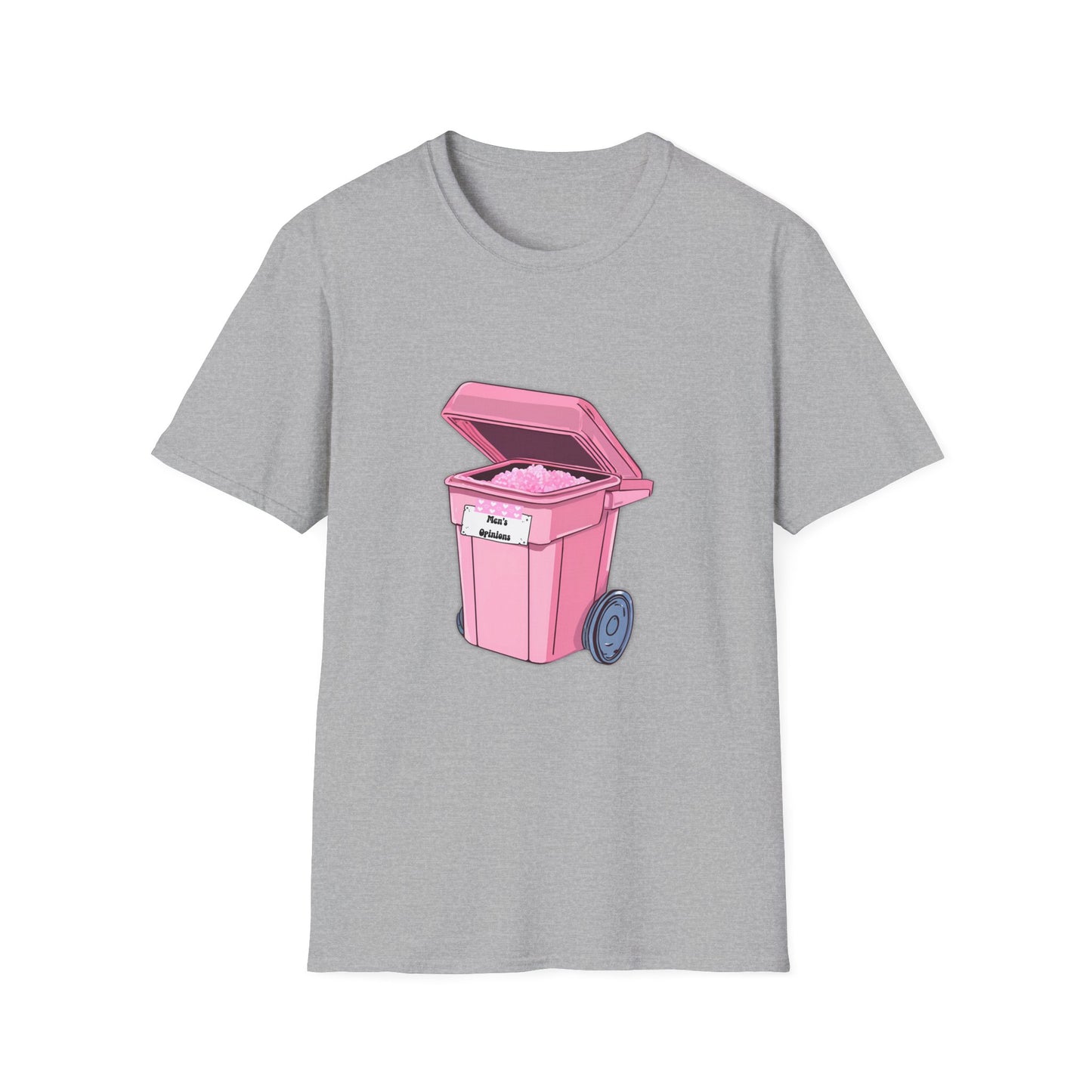 Pink Men's Opinion in a Trash Can T-Shirt | Satirical Graphic Tee