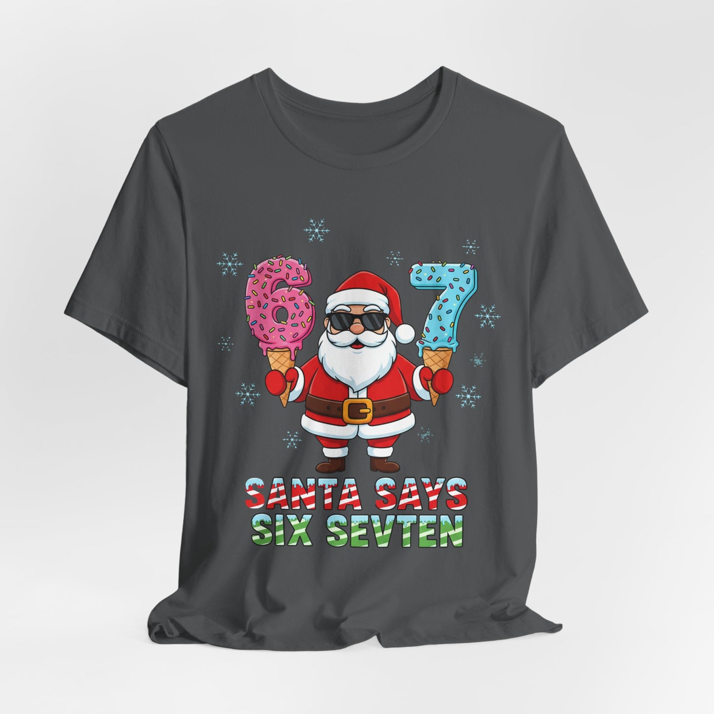 6 7 Christmas with Santa T-Shirt | Holiday Number Tee
