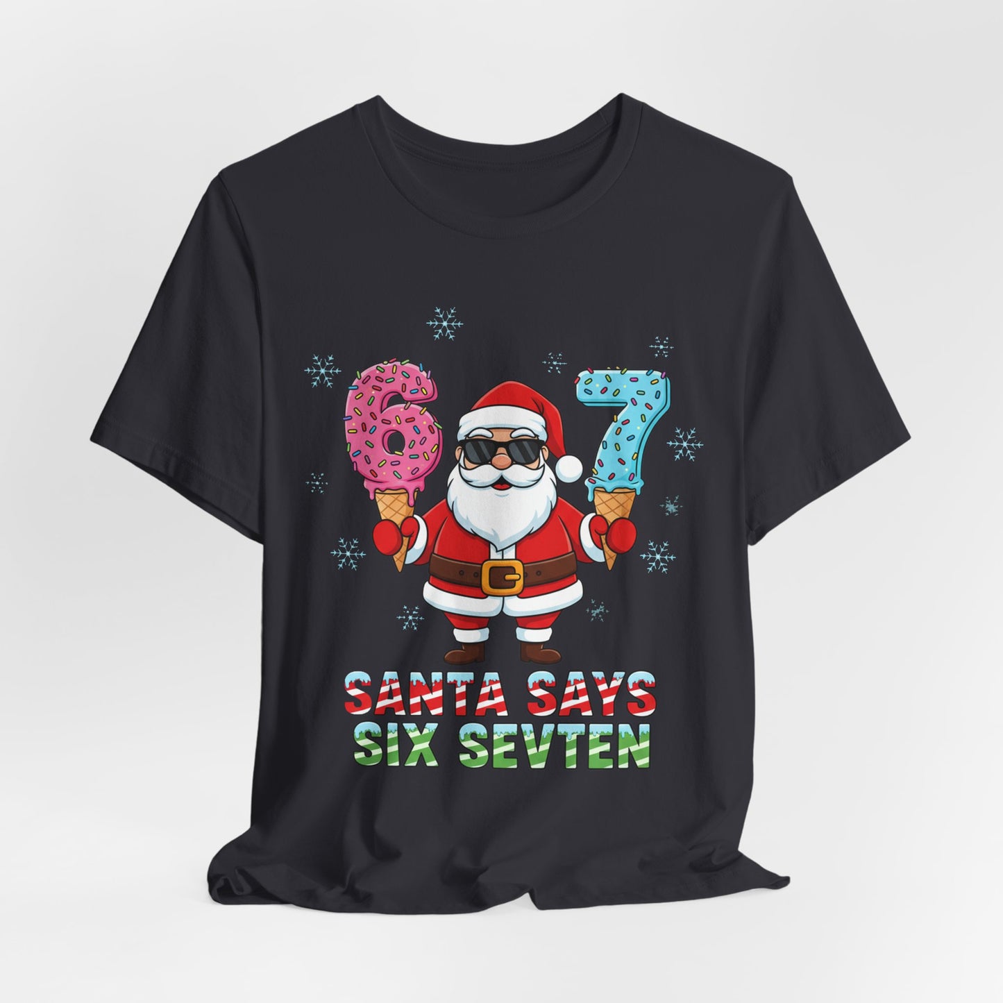 6 7 Christmas with Santa T-Shirt | Holiday Number Tee