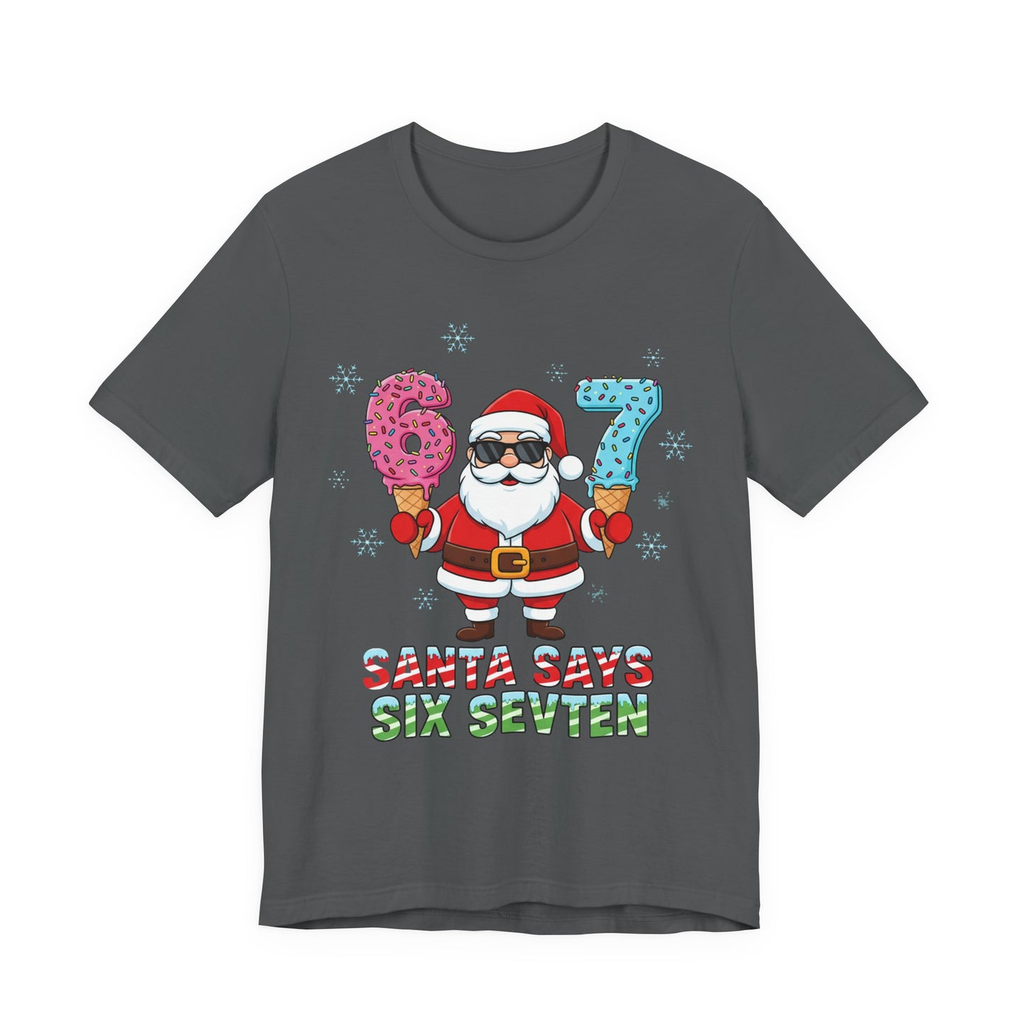 6 7 Christmas with Santa T-Shirt | Holiday Number Tee