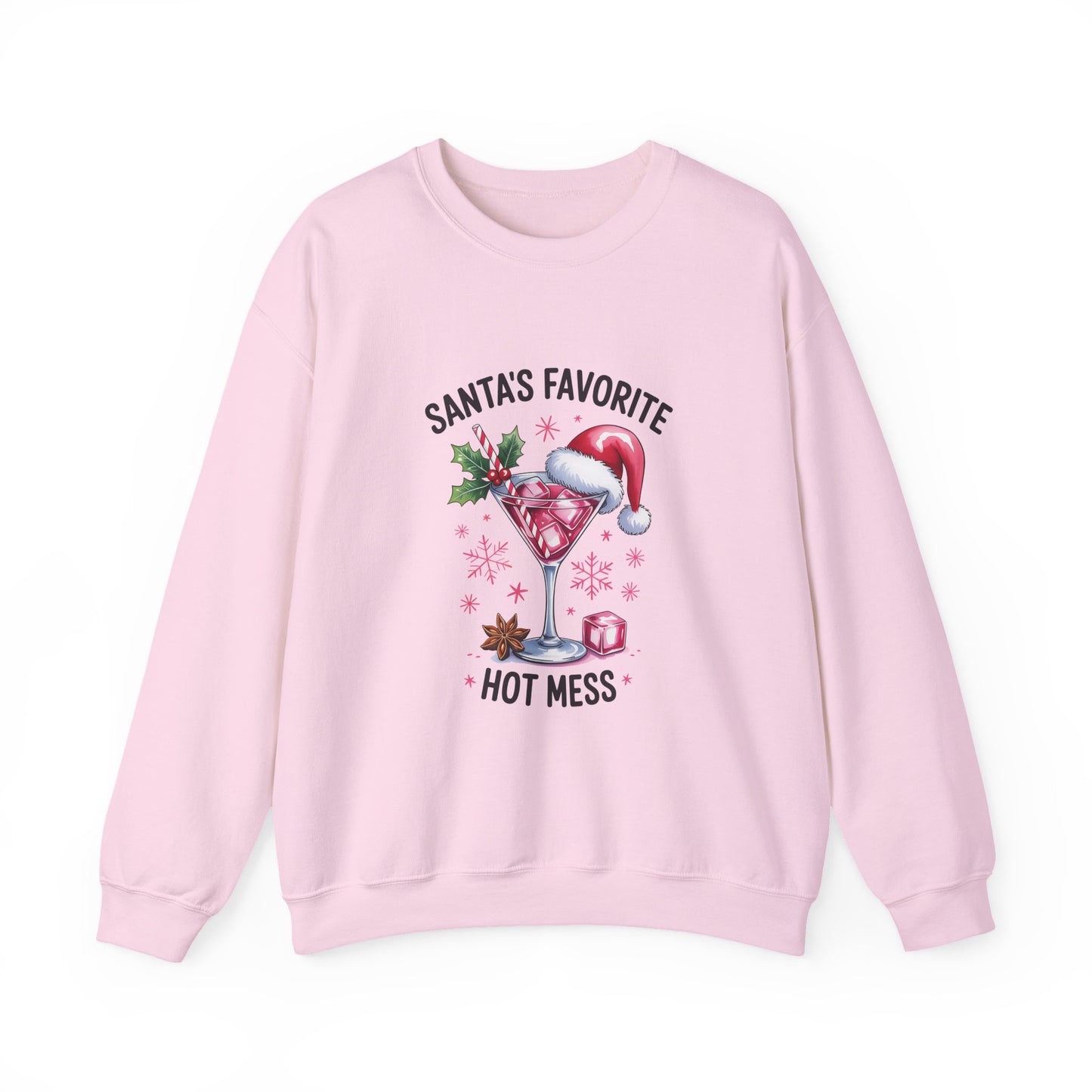 Funny Santa's Favorite Hot Mess Unisex Crewneck Sweatshirt, Christmas Gift Idea, Holiday Apparel, Winter Jumper, Xmas Clothing