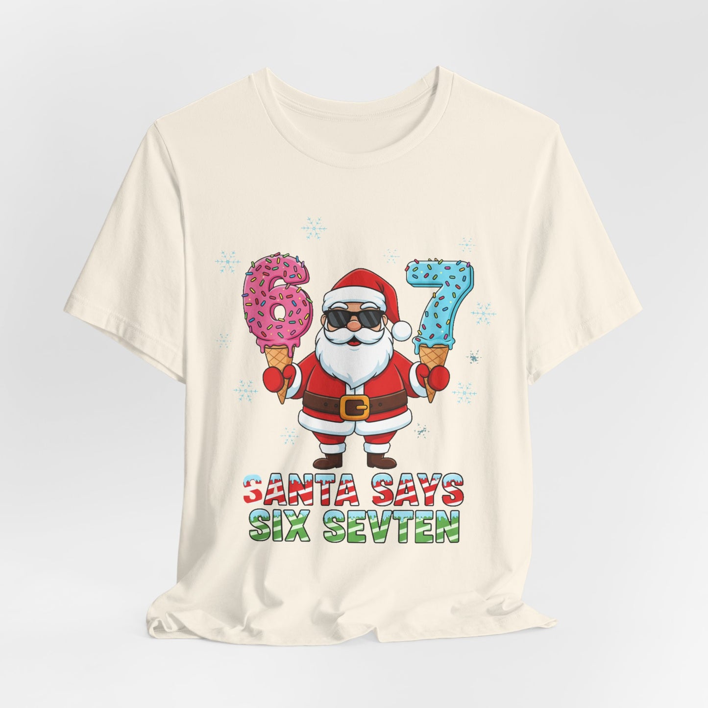 6 7 Christmas with Santa T-Shirt | Holiday Number Tee