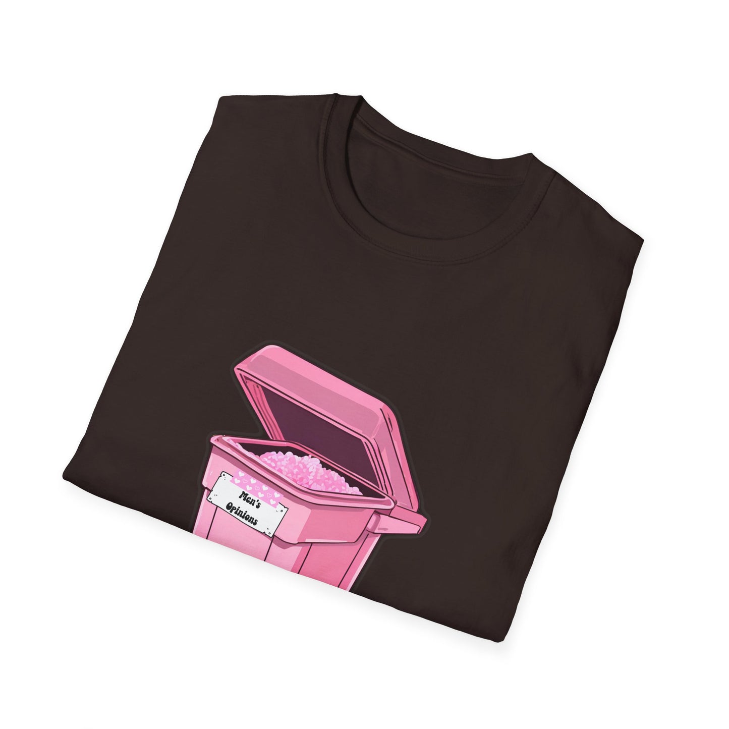 Pink Men's Opinion in a Trash Can T-Shirt | Satirical Graphic Tee