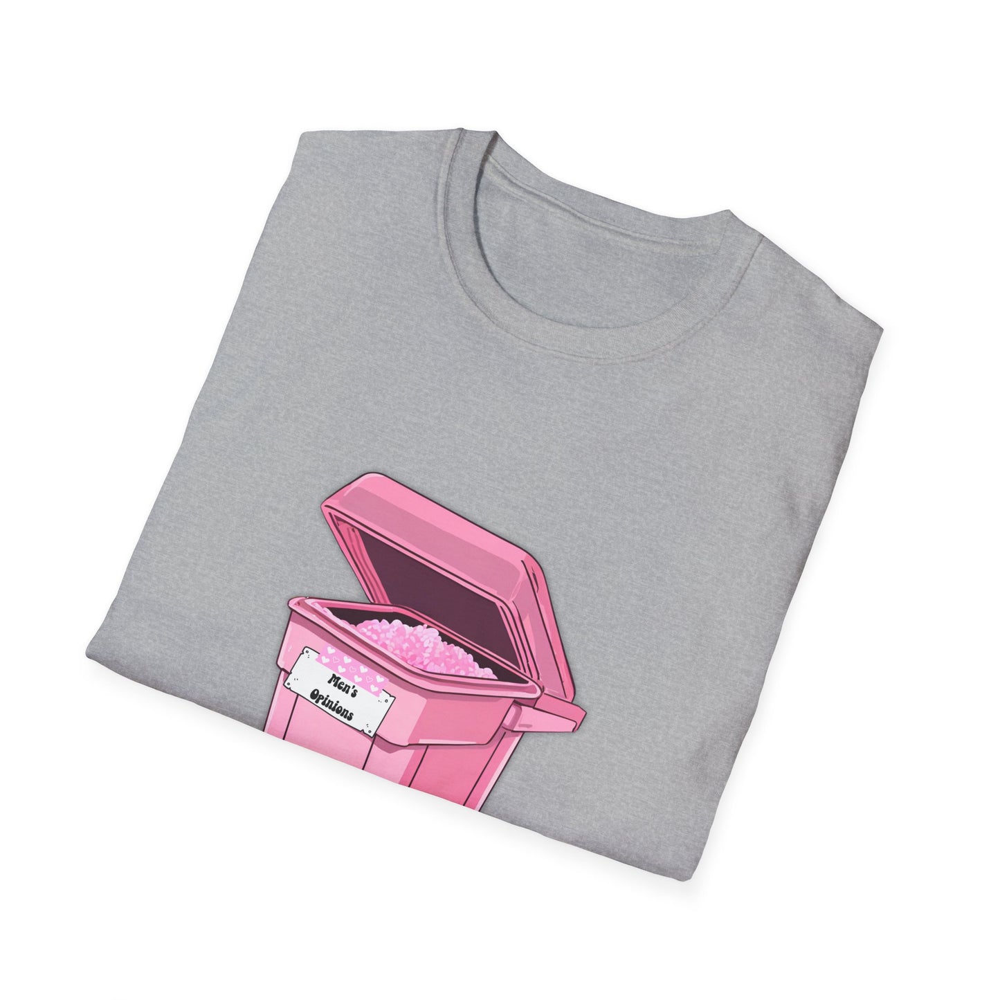 Pink Men's Opinion in a Trash Can T-Shirt | Satirical Graphic Tee