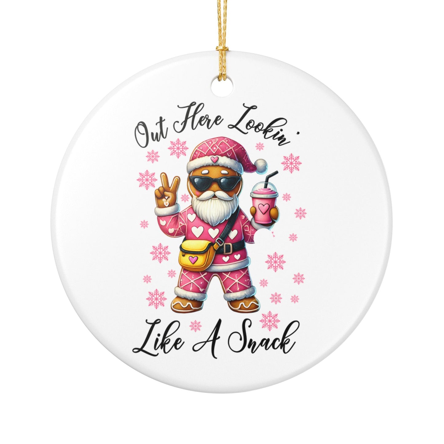 Trendy Santa Illustration Ornament | Out Here Lookin' Like A Snack ceramic ornament