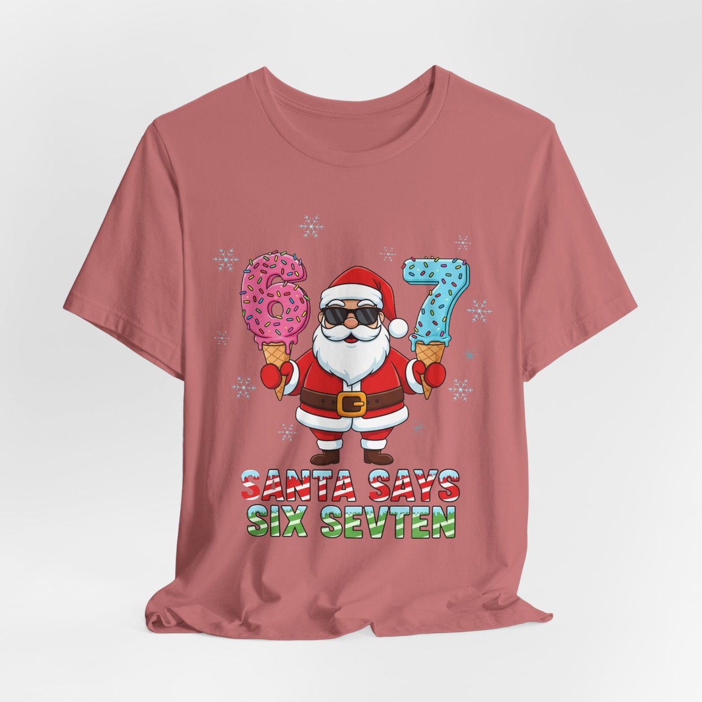 6 7 Christmas with Santa T-Shirt | Holiday Number Tee