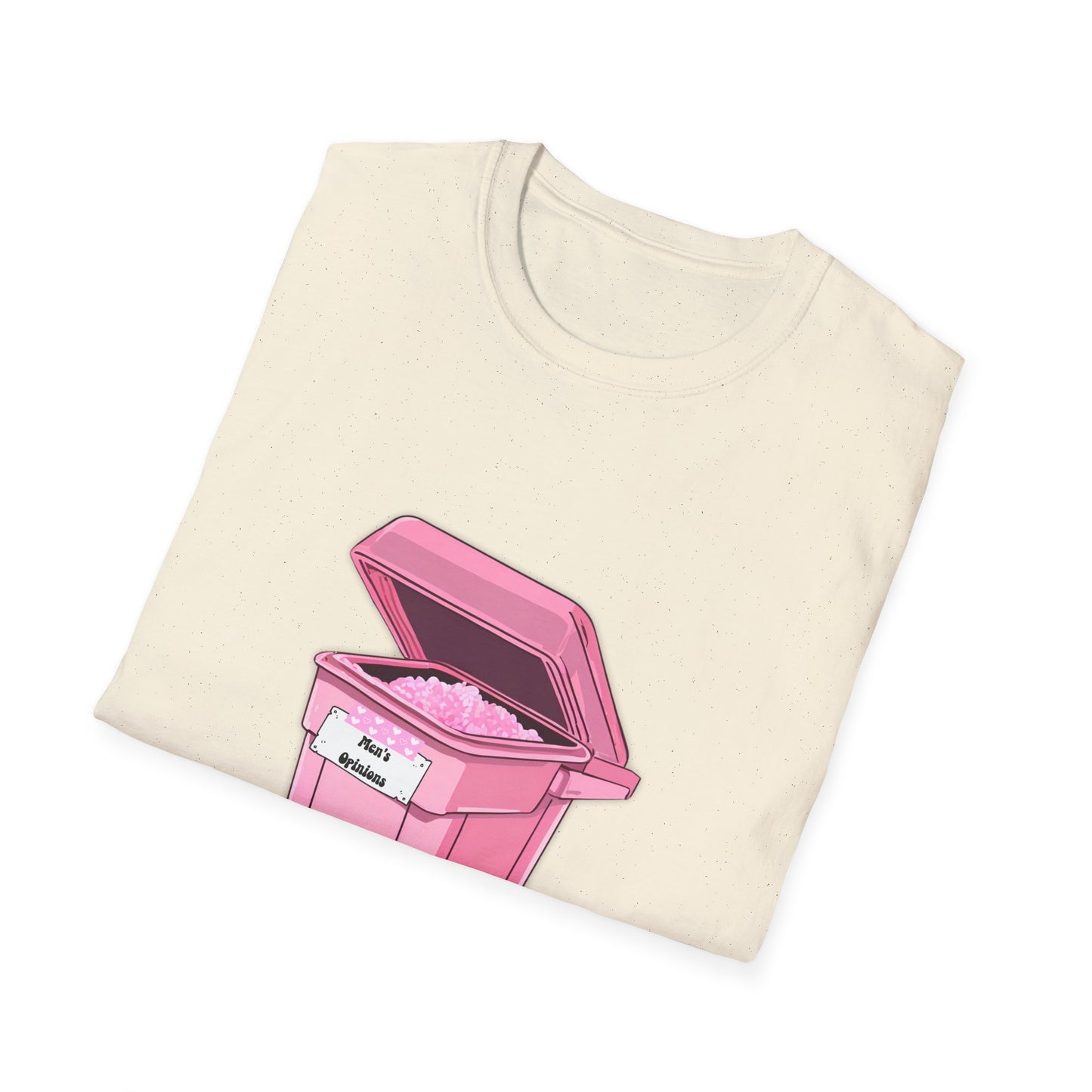 Pink Men's Opinion in a Trash Can T-Shirt | Satirical Graphic Tee