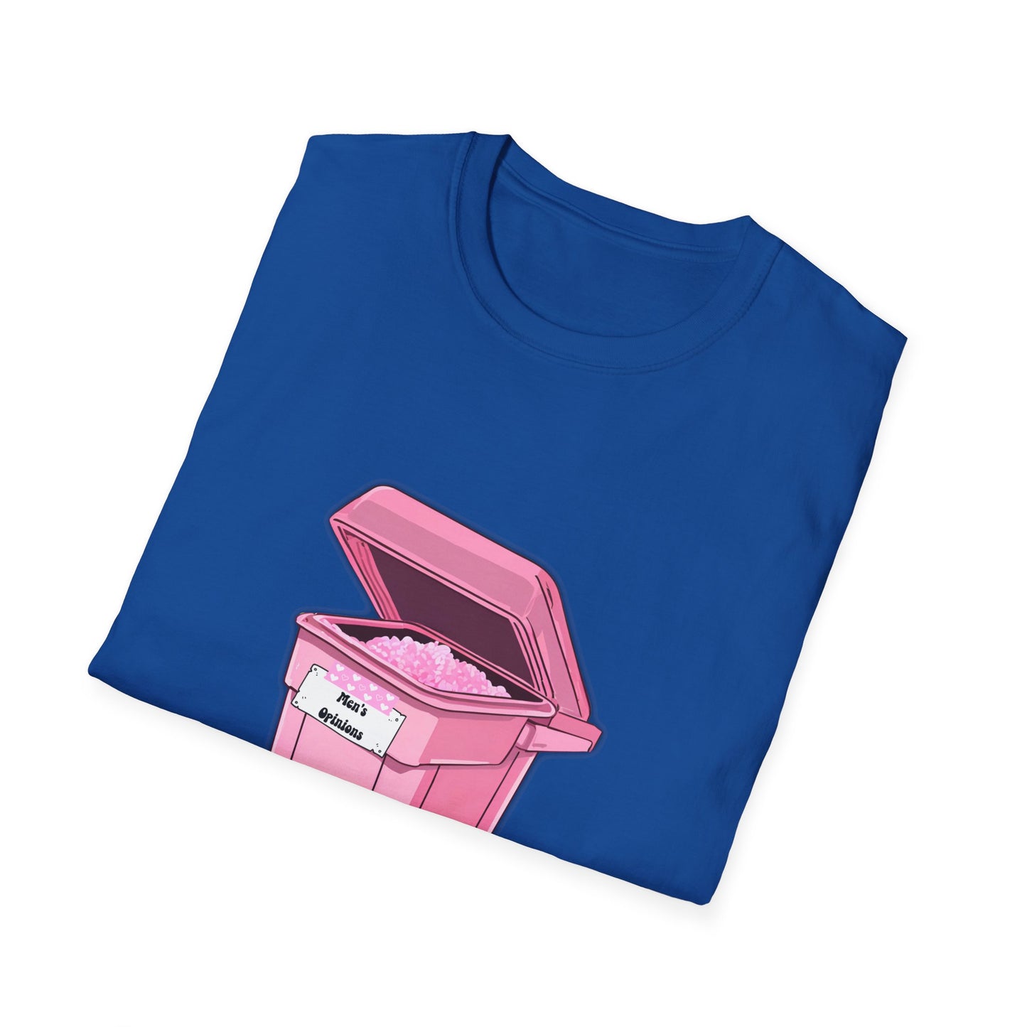 Pink Men's Opinion in a Trash Can T-Shirt | Satirical Graphic Tee