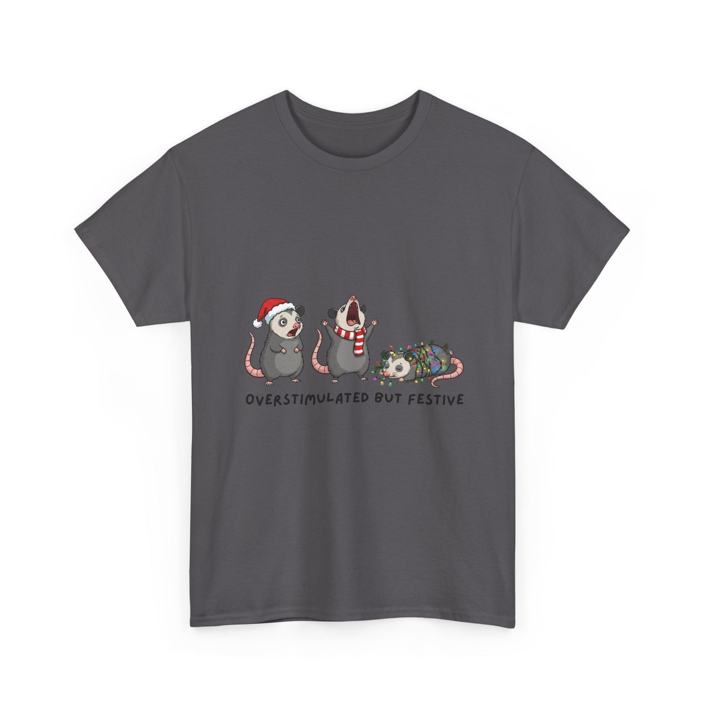 Overstimulated Festive Mice T-Shirt | Cute Holiday Party Illustration