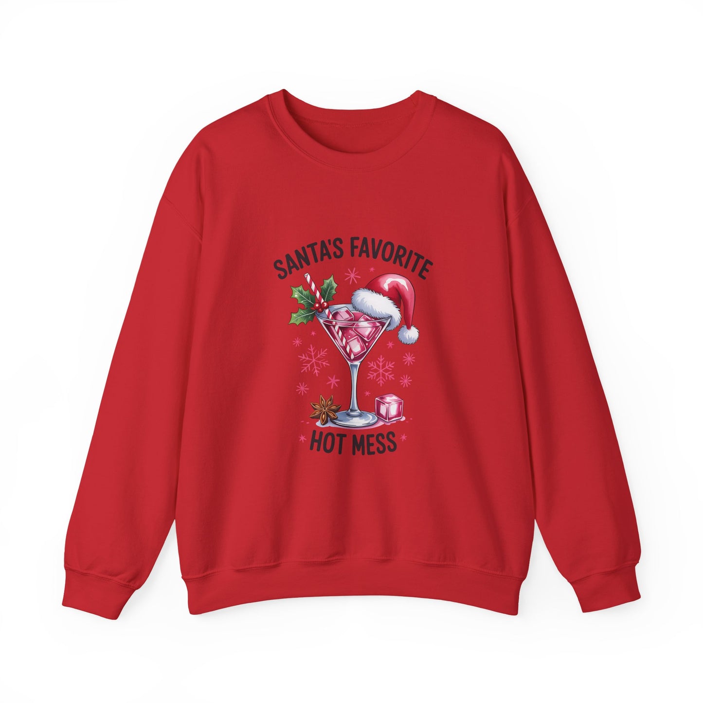 Funny Santa's Favorite Hot Mess Unisex Crewneck Sweatshirt, Christmas Gift Idea, Holiday Apparel, Winter Jumper, Xmas Clothing