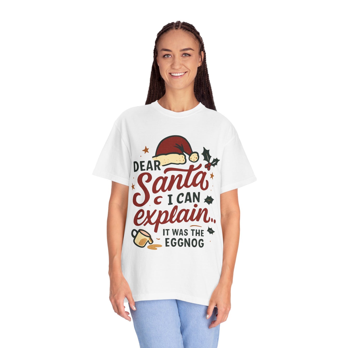 Dear Santa I Can Explain T-shirt | Christmas eggnog funny holiday tee