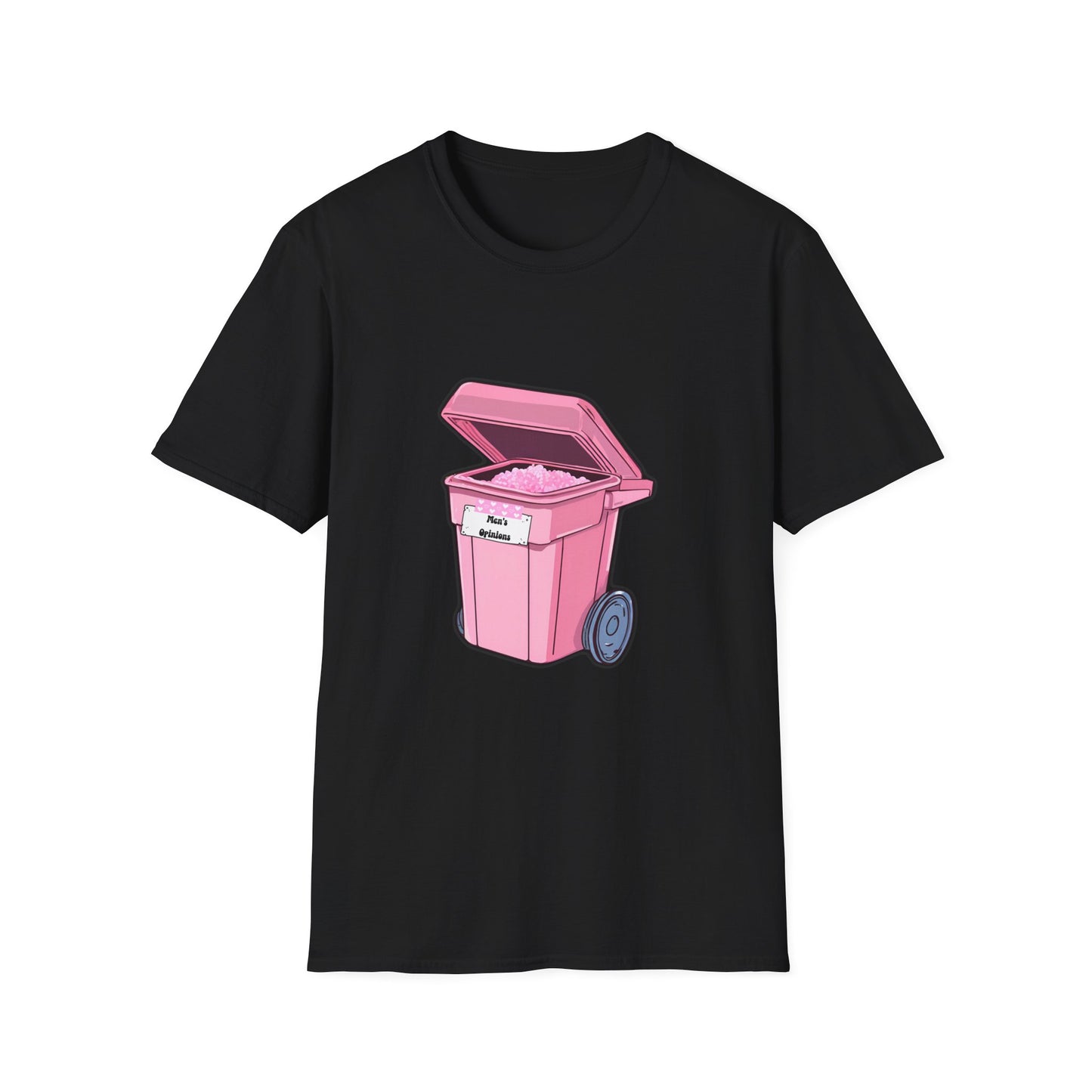 Pink Men's Opinion in a Trash Can T-Shirt | Satirical Graphic Tee