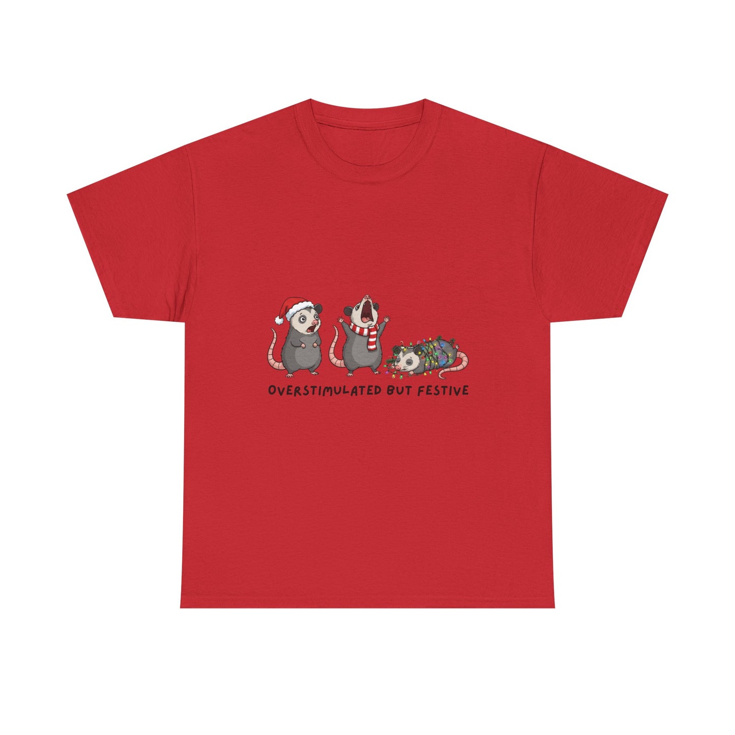 Overstimulated Festive Mice T-Shirt | Cute Holiday Party Illustration