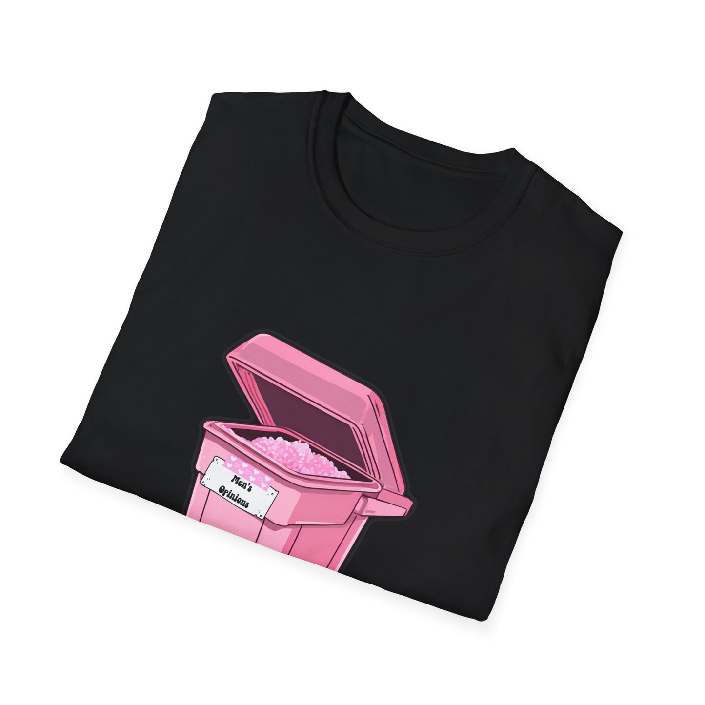 Pink Men's Opinion in a Trash Can T-Shirt | Satirical Graphic Tee