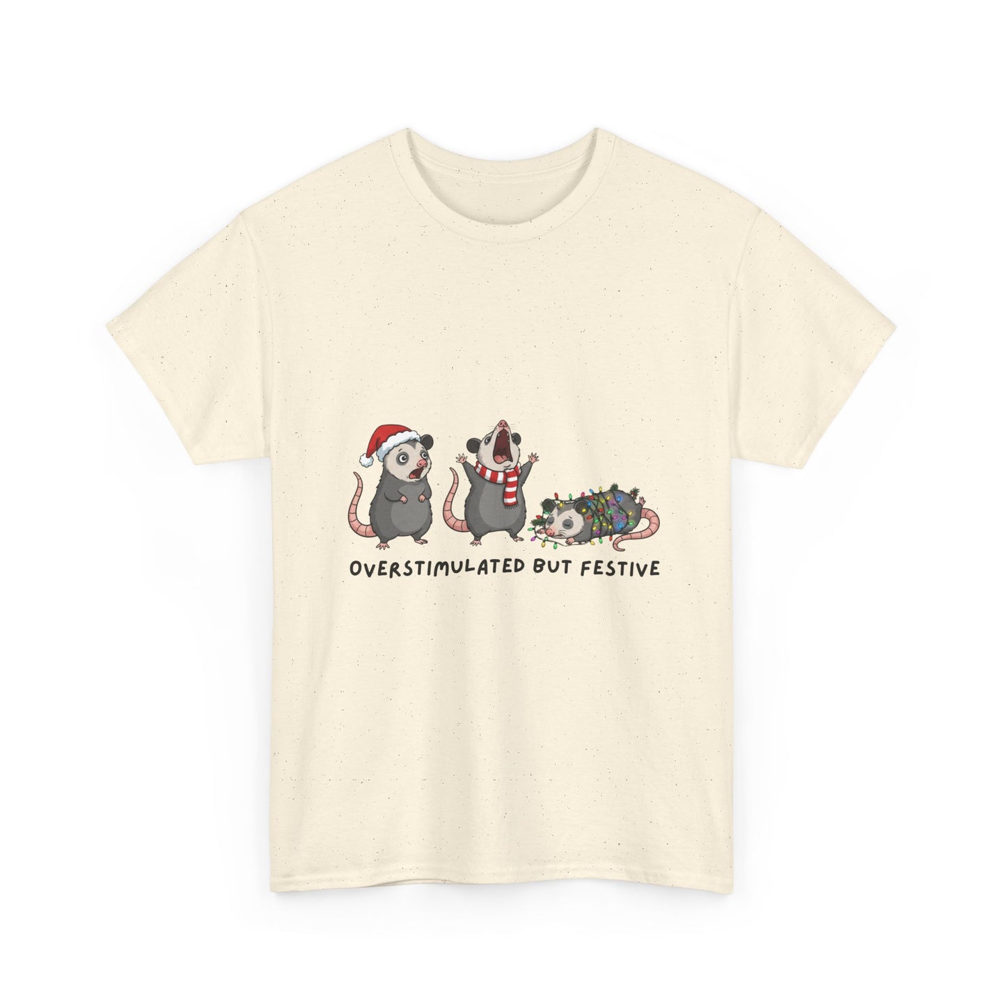 Overstimulated Festive Mice T-Shirt | Cute Holiday Party Illustration