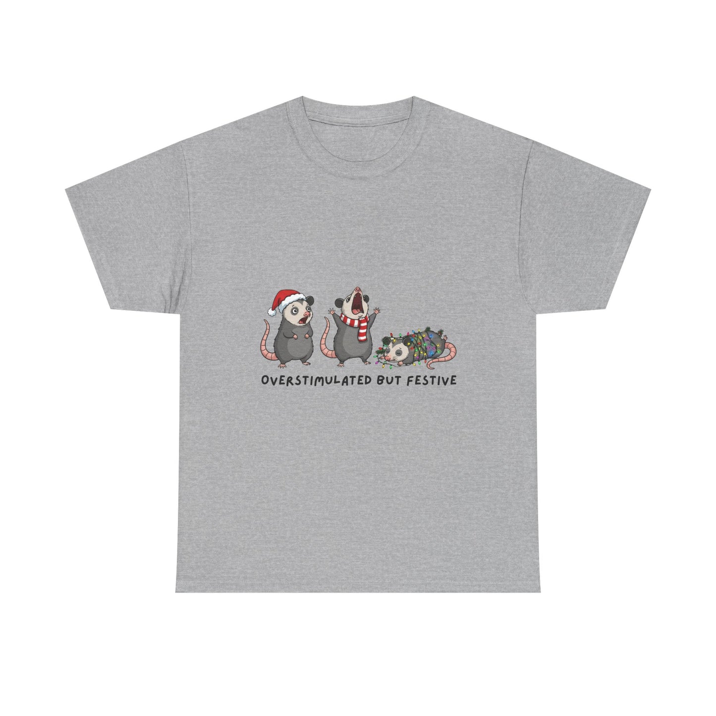 Overstimulated Festive Mice T-Shirt | Cute Holiday Party Illustration