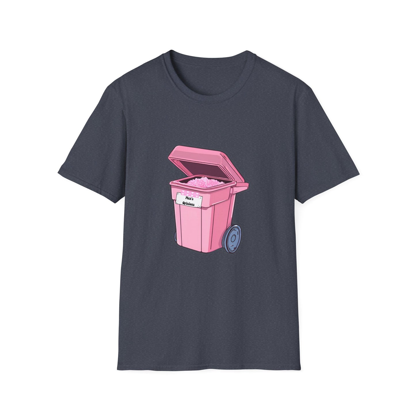 Pink Men's Opinion in a Trash Can T-Shirt | Satirical Graphic Tee